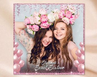Sweet 16 360 Photo Booth Overlay Sweet sixteen Birthday Party 360 PhotoBooth Template Pink Glitters 16th Birthday 360 Overlay touchpix