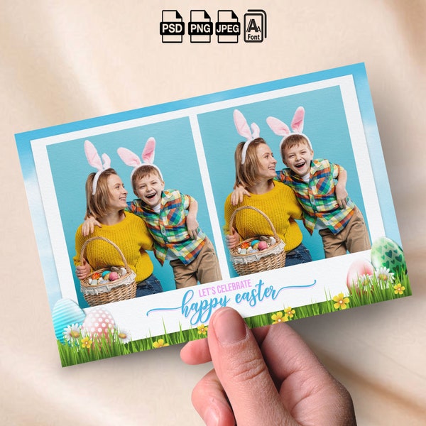 Happy Easter Photobooth Template Easter Sunday Photo Booth Overlay 4x6 Strip Easter Bunny Egg Hunting Mirror booth template birthday Party