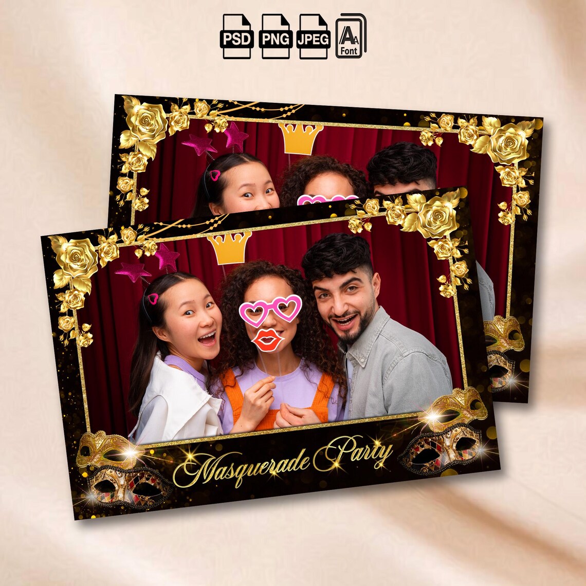 Frame Design Prom Masquerade Photobooth Template Elegant Prom Night Photo Booth Frame ...