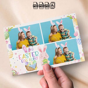 Fröhliche Ostern Photobooth Template Ostersonntag Photobooth Overlay 100x120 Fotostreifen Häschen Eiersuche Fotopostkarte Ostern Geburtstagsparty