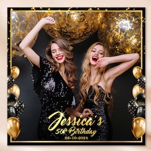 360 Photo Booth Overlay 50th 60th 70th 80th Birthday 360 Photobooth Template black Gold Party 360Overlay 360 Video Booth Boomerang Touchpix