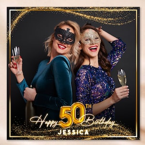 Golden Birthday Party 360 Booth Template 50th Birthday 360Booth Overlay 360 Photo Booth Overlay 360 Video Booth Boomerang Golden Anniversary