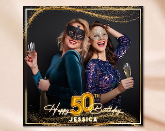 Golden Birthday Party 360 Booth Template 50th Birthday 360Booth Overlay 360 Photo Booth Overlay 360 Video Booth Boomerang Golden Anniversary