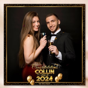 Graduation 360 Booth Template Black and Gold 360Booth Overlay 360 Photo Booth Overlay 360 Video Booth Boomerang Graduation Party Prom Party