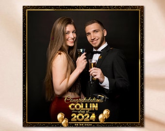 Graduation 360 Booth Template Black and Gold 360Booth Overlay 360 Photo Booth Overlay 360 Video Booth Boomerang Graduation Party Prom Party