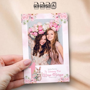 Geburtstag Photobooth Template Häschen Photobooth Template Pink 4x6 Streifen Oh Baby Girl Party Postkarte Overlay Floral 1
