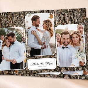 Modèle de photomaton mariage bohème 4 x 6 verdure florale horizontale modèle de photomaton paysage photomaton cadre marron élégant