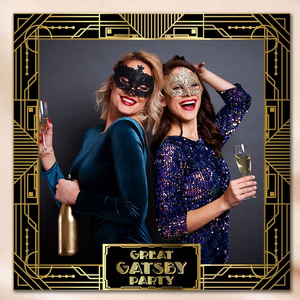 Great Gatsby 360 Photo Booth Overlay 1920s Birthday Party 360 PhotoBooth Template Vintage 360Overlay Black gold 360 Video Booth Boomerang