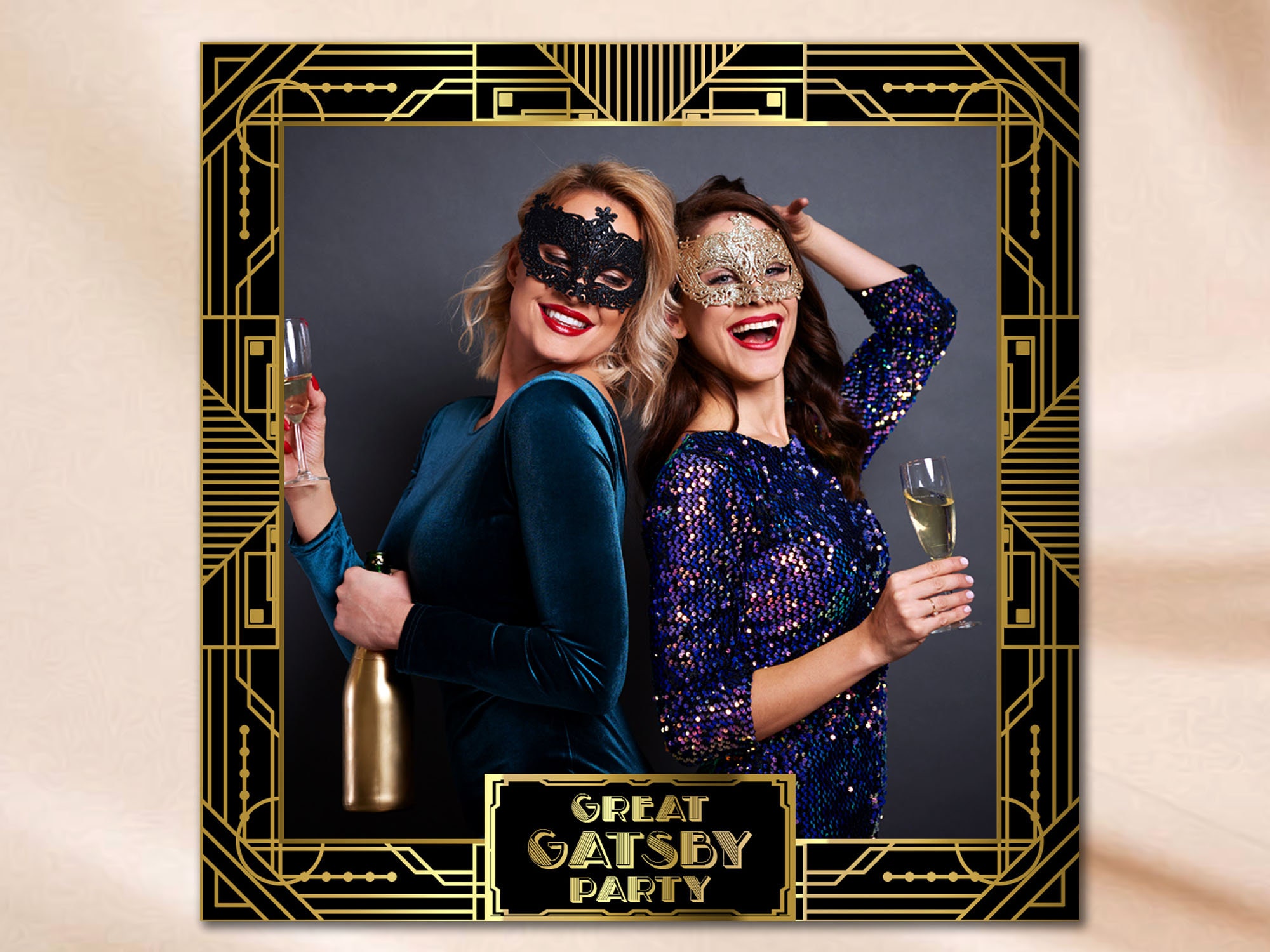Great Gatsby 360 Photo Booth Overlay 1920s Birthday Party 360 PhotoBooth Template Vintage 360Overlay Black gold 360 Video Booth Boomerang