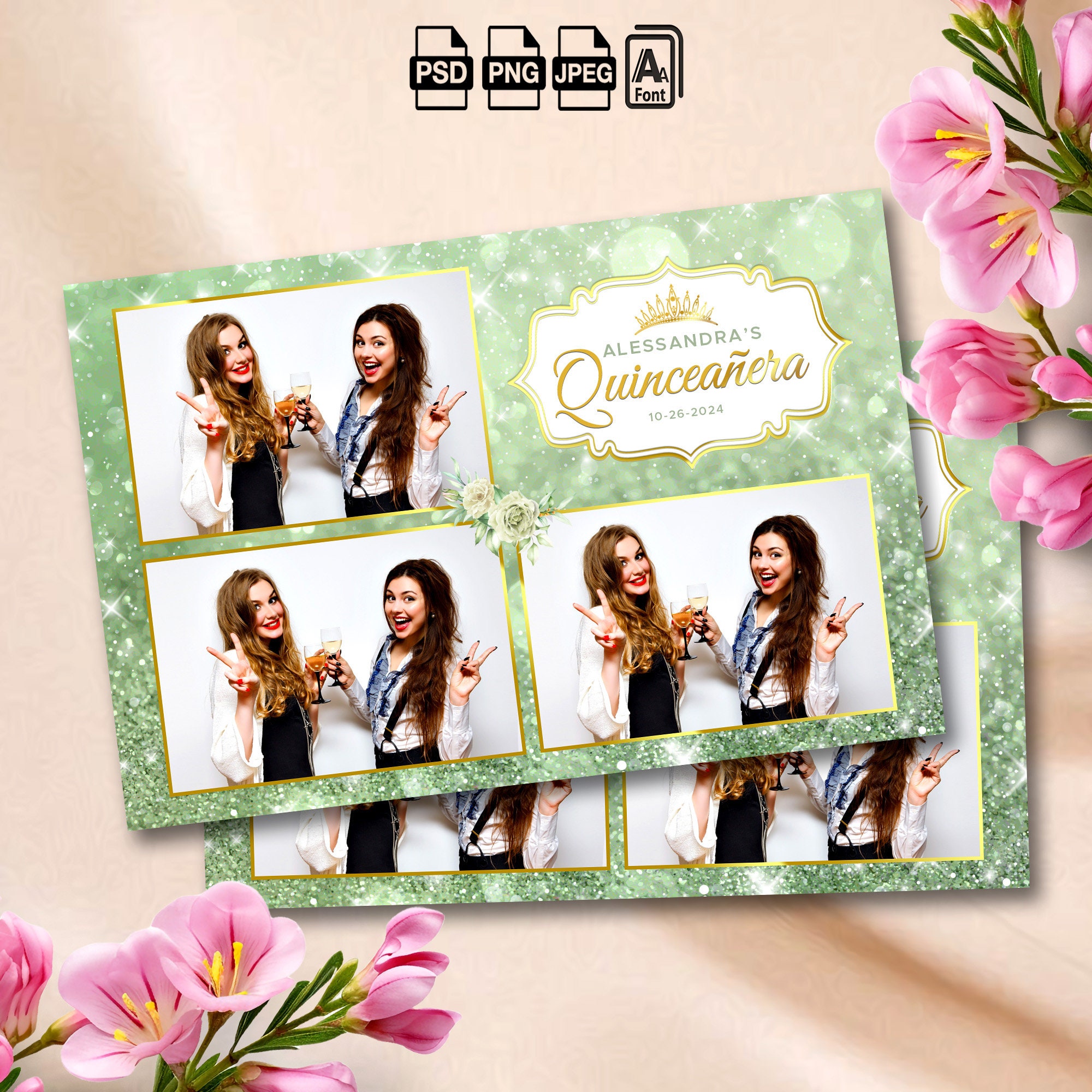 Photo Booth Topper Sweet 16 Photobooth Template Quinceanera Photo Booth Overlay 4x6 Photo ...