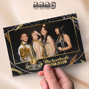 Masquerade Photobooth Template Carnival Photo Booth Template Black Gold Silver 4x6 Photo Strip Mardi Gras PhotoBooth Overlay Masquerade ball