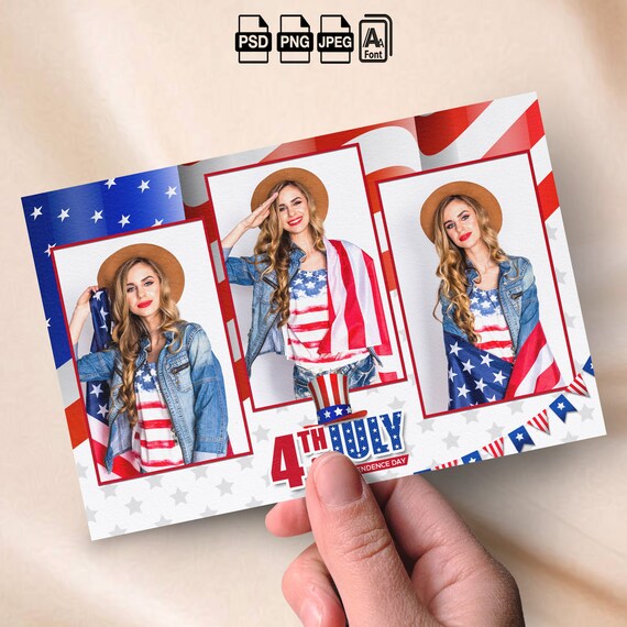 4th of July Photobooth Template USA Independence Day Photo Booth Template Mirror Booth 4x6 Photo Strip Fourth of July Photo Booth Overlay
