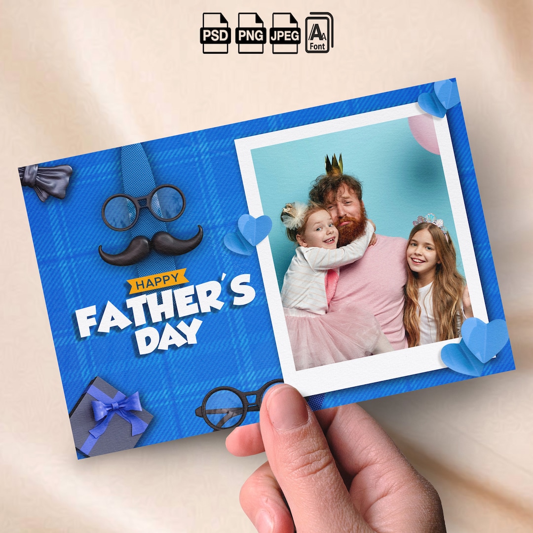 LOONELO Happy Father's Day Sign Set - 10pcs Blue & Silver Cardboard Cutouts For Door & Photo Backdrop