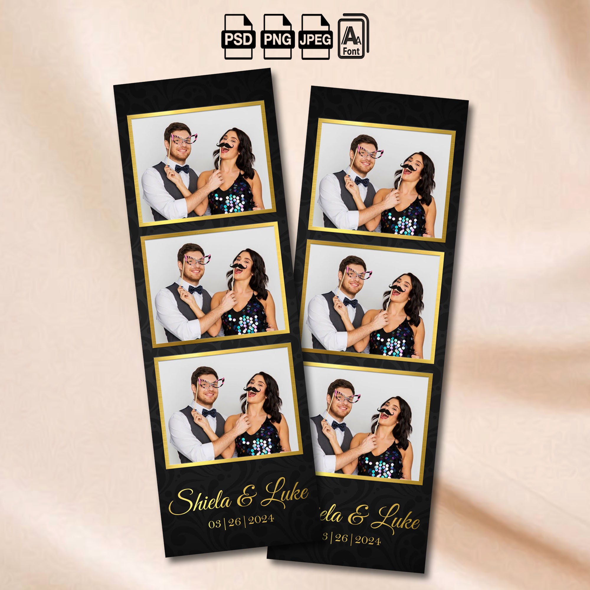 Simple Photo Boot Minimalist Wedding Photo Booth Template Black and Gold Photobooth ...