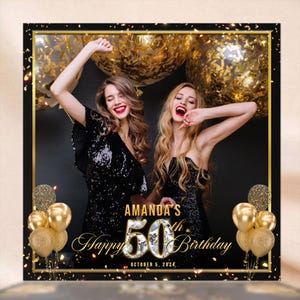 Gold and Black 360 Booth Template 50th Birthday Party 360Booth Overlay 360 Photo Booth Overlay 360 Video Booth Boomerang Golden Anniversary