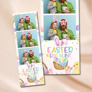 Modello per Photobooth di Buona Pasqua Modello per Photobooth della Domenica di Pasqua Sovrapposizione per Photobooth 2x6 Striscia fotografica Caccia alle uova di coniglio Cartolina fotografica Festa di compleanno di Pasqua