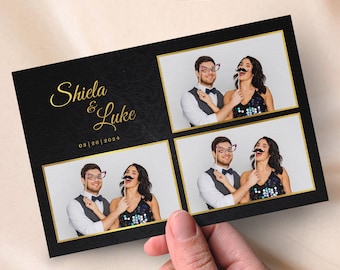 Minimalist Wedding Photo booth Template Black and Gold Photobooth Overlay 4x6 photo strip Modern Wedding Photo booth Elegant Simple Weddings