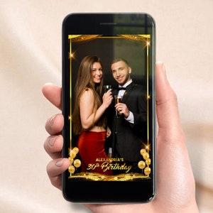 Gold Birthday Party 360 Booth Template Anniversary 360Booth Overlay 360 Photo Booth Vertical Overlay 360 Video Booth Boomerang 1080x1920px