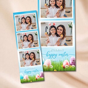 Modello per Photobooth di Buona Pasqua Modello per Photobooth della Domenica di Pasqua Sovrapposizione per Photobooth 2x6 Striscia fotografica Caccia alle uova di coniglio Cartolina fotografica Festa di compleanno di Pasqua