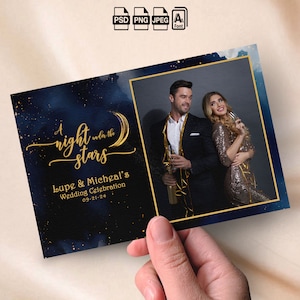 Starry Night Photobooth Template A Night Under the Stars Photo Booth Template Blue Gold 4x6 Photo Strip Dinner Dance Overlay Wedding Overlay