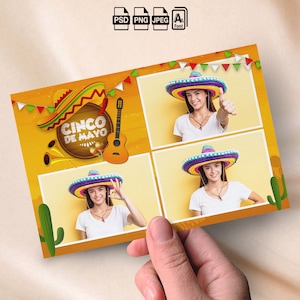 Cinco de Mayo Photobooth sjabloon Fiesta Photo Booth sjabloon 4x6 fotostrip Kleurrijke Fiesta thema Photo Booth Overlay mooie Cactus Party