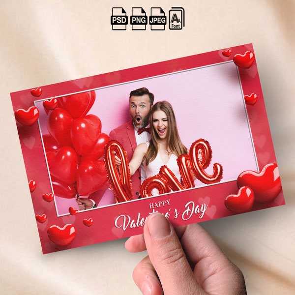 Valentine Party Day Photobooth Template Happy Valentines Day Photo Booth Template 4x6 Photo Strip Valentine's Day Party Photo Frame Overlay