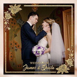 Wedding Party 360 Photo Booth Overlay Gold frame 360 PhotoBooth Template 360 Overlay Spinner Booth Wedding Overlay 360 Video Booth Boomerang