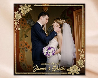 Wedding Party 360 Photo Booth Overlay Gold frame 360 PhotoBooth Template 360 Overlay Spinner Booth Wedding Overlay 360 Video Booth Boomerang