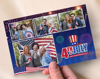 4th of July Photobooth Template Independence Day Photo Booth Template Flag Day Party 4x6 Photo Strip postcard Patriotic Photo Booth Overlay