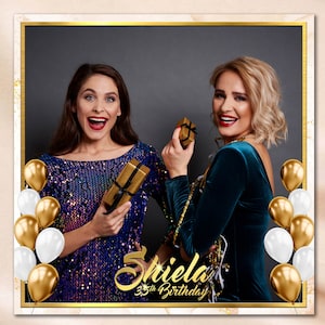 Birthday 360 PhotoBooth Overlay white and Gold 360 Overlay Template 360 Photo booth Overlay Spinner Booth 360 Video Booth Boomerang touchpix
