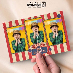 Carnival Photobooth Template Circus Birthday Photo Booth Template Red Blue Beige 4x6 Photo Overlay Sweet 16 Mirror Booth Carnival Funfair