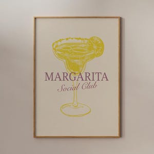 Margarita print barkunst, handgetekende cocktail, barwagen print, vintage cocktail schets kunst, drankje print, digitale download, Margarita kunst