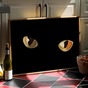 Arte de pared de gato negro, arte de pared de gato de Halloween, impresión de Halloween de moda, descarga digital de la galería de Halloween, cartel de Halloween, decoración de Halloween