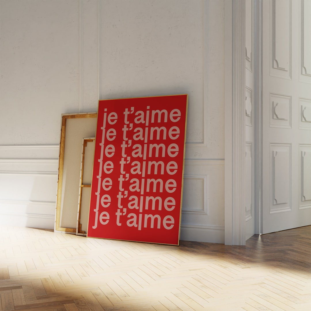Je T'aime Print Love Wall Art Trendy Wall Art Printable Valentine Decor ...