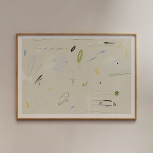 Impressão de arte abstrata neutra e colorida, arte abstrata com rabiscos, arte para impressão, arte de parede de galeria, impressões minimalistas, pôster para impressão, contemporâneo