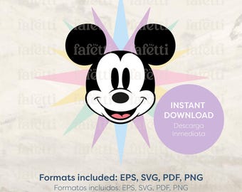 Mickey Mouse Wheel Logo, Disneyland, Retro, Theme Park, Digital File, Download in pdf, eps, svg, png format.