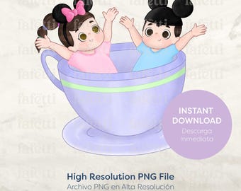 Kids, Theme Park, Disneyland, Cup Set, Mickey, Minnie, Party, Digital Illustration, Png, Transparent Background, High Resolution