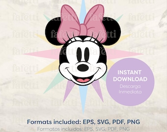Minnie Mouse Wheel Logo, Disneyland, Retro, Theme Park, Digital File, Download in pdf, eps, svg, png format.