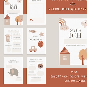 55 plantillas de portafolios para jardín de infantes, guardería y guardería infantil | Plantillas para profesores de jardín de infantes/guardería/guardería infantil | Carpeta Kita DINA4 | boho