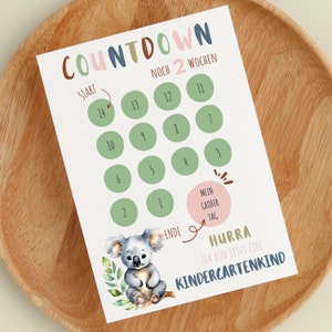 Countdown Kindergarten in A4 und A5 "Hurra ich bin jetzt ein Kindergartenkind"