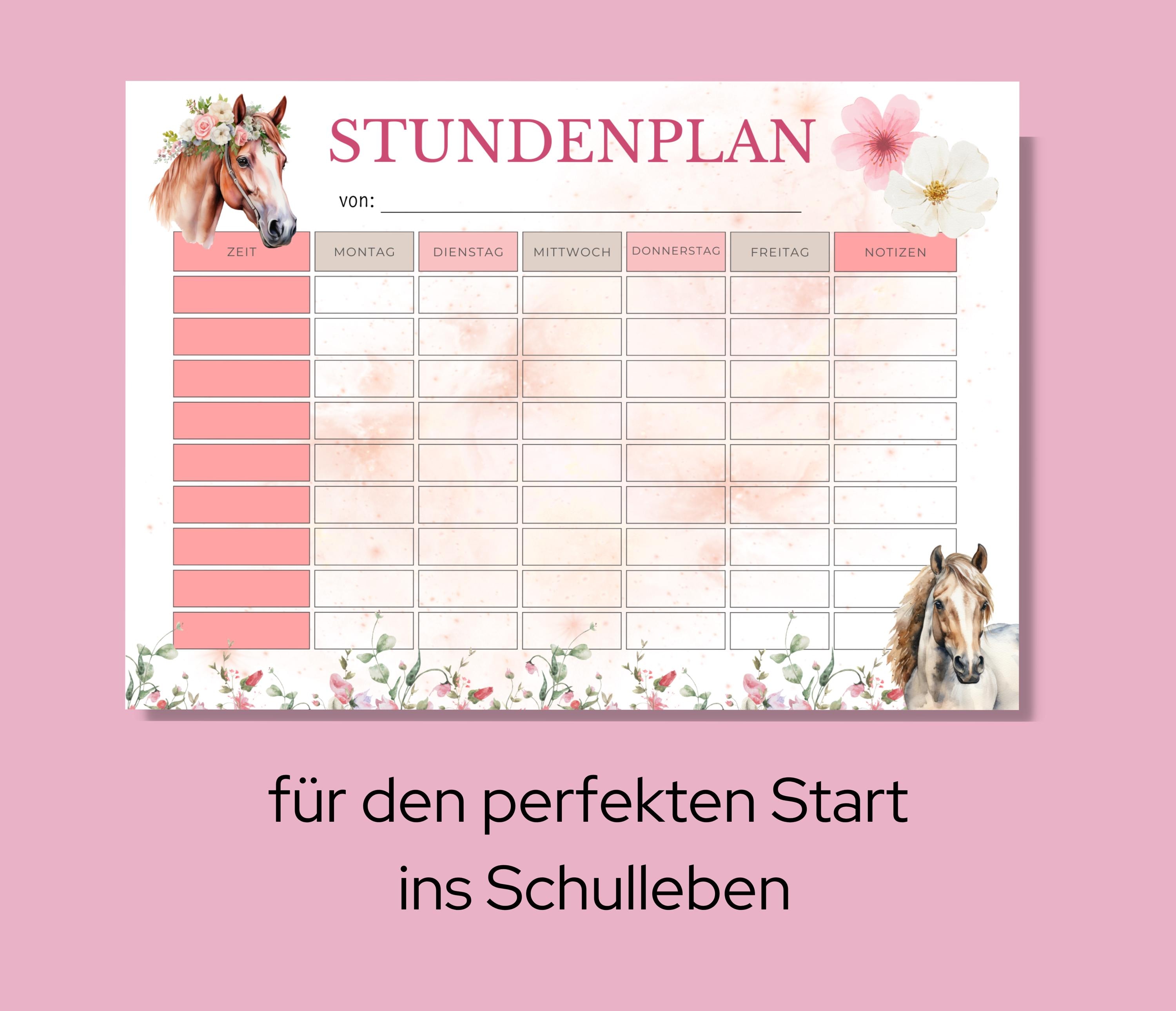 Stundenplan zum Ausdrucken, Stundenplan PDF, Schulbeginn, DIN A5, A4
