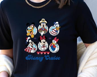 Disney Cruise 2024 Family Vacation T-Shirt with Mickey Mouse and Friends Porthole Design