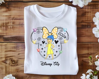 Cute Joy Inside Out Minnie Bow Tee, Disney Pixar Emotional Character Shirt, Happiness Mood Gift for Kids & Adults