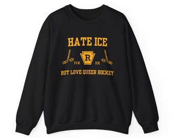 Hate Ice But Love Queer Hockey Crewneck, LGBTQ, Hockey Romance Inspired,  Booktok, Anti ICE, Immigrants, Anti Trump, abolish ice, gay, FDT