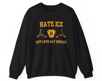 Hate Ice But Love Gay Hockey Crewneck, LGBTQ, Hockey Romance Inspired,  Booktok, Anti ICE, Immigrants, Anti Trump, abolish ice