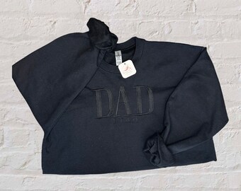 Embroidered Father’s Day DAD crewneck with established year,  monochromatic, established dada, daddy, dad life, gifts for dad, gifts for him
