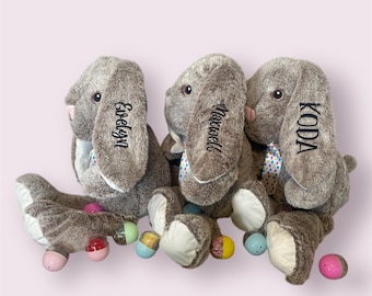 Embroidered 26’ Easter bunny plush| Easter stuffed animal personalized | Easter 2025 | Kids embroidered bunny | Hoppy Easter