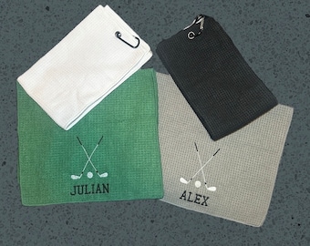 Personalized Golf Towel, Embroidered gift for golfer, Custom dad present, Groomsmen Gift, For Dad, Fathers Day Golf, retirement, microfiber