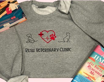Rush Veterinary Clinic crewneck inspired by Say You'll Remember Me (Abby Jimenez), Booktok, SYRM, Romance novel, Bestseller, Animal hospital