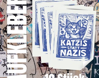 Katzis statt Nazis – Outdoor-Aufkleber DIN A7